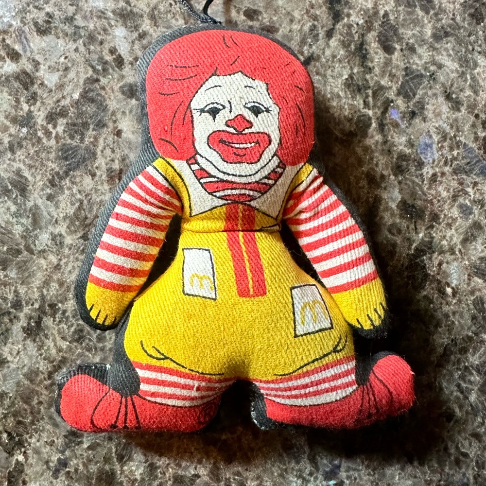 Vintage Ronald McDonald plush ornament. Approximately 4”